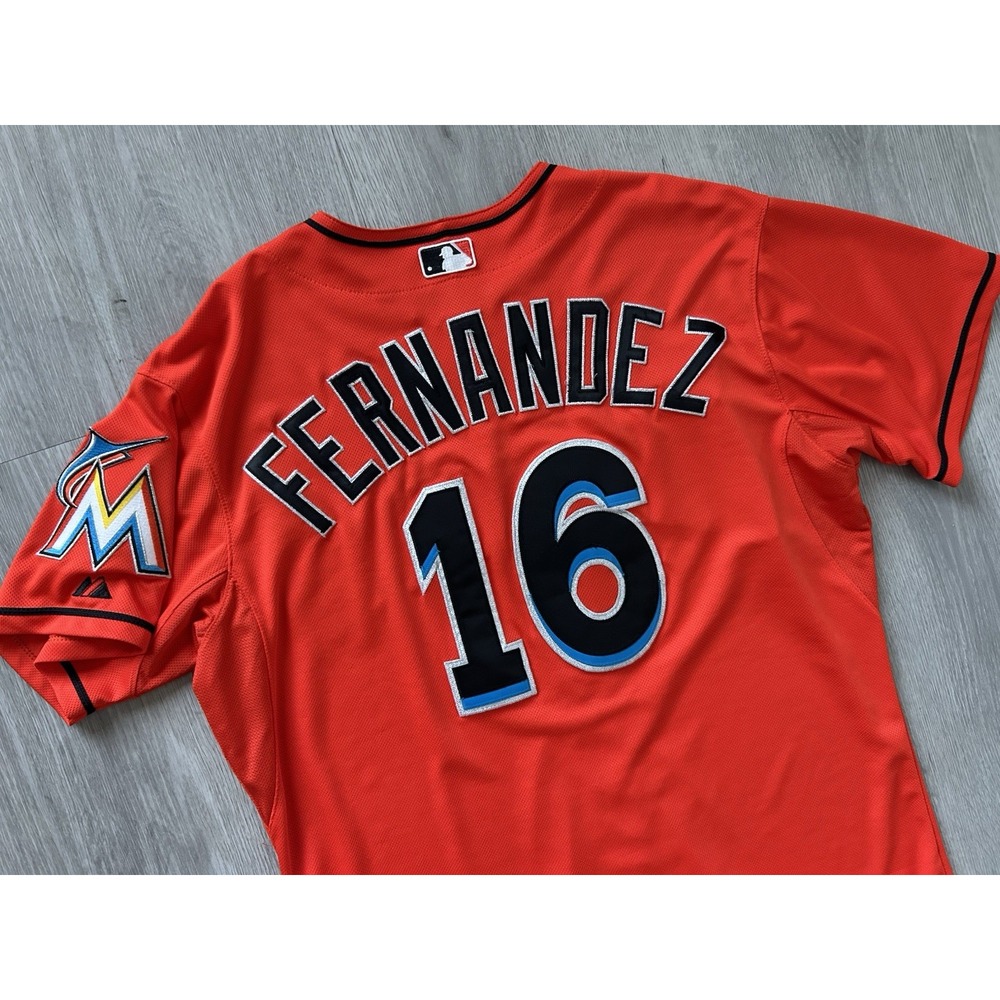 Majestic Authentic Jose Fernandez Miami Marlins Stitched Jersey Orange Size 48
